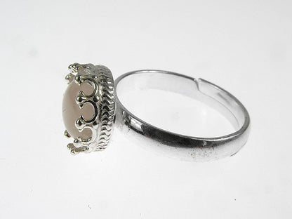 Inel argint reglabil coroana cu cuart roz natural 8 MM - GlamBazaar.ro