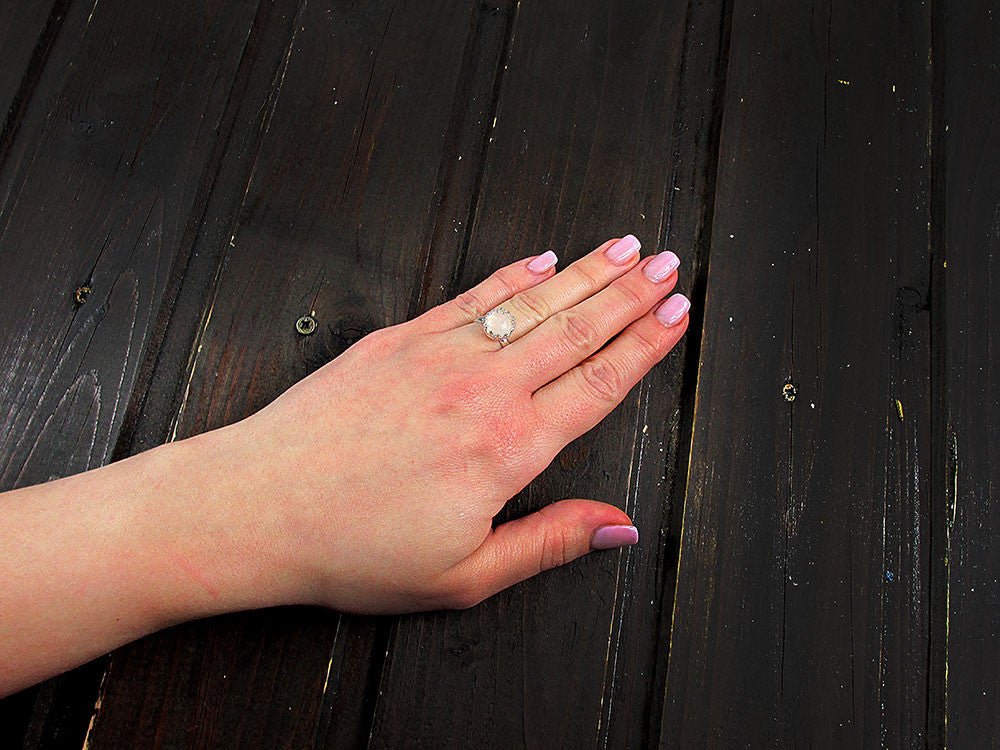 Inel argint reglabil coroana cu cuart roz natural 8 MM - GlamBazaar.ro