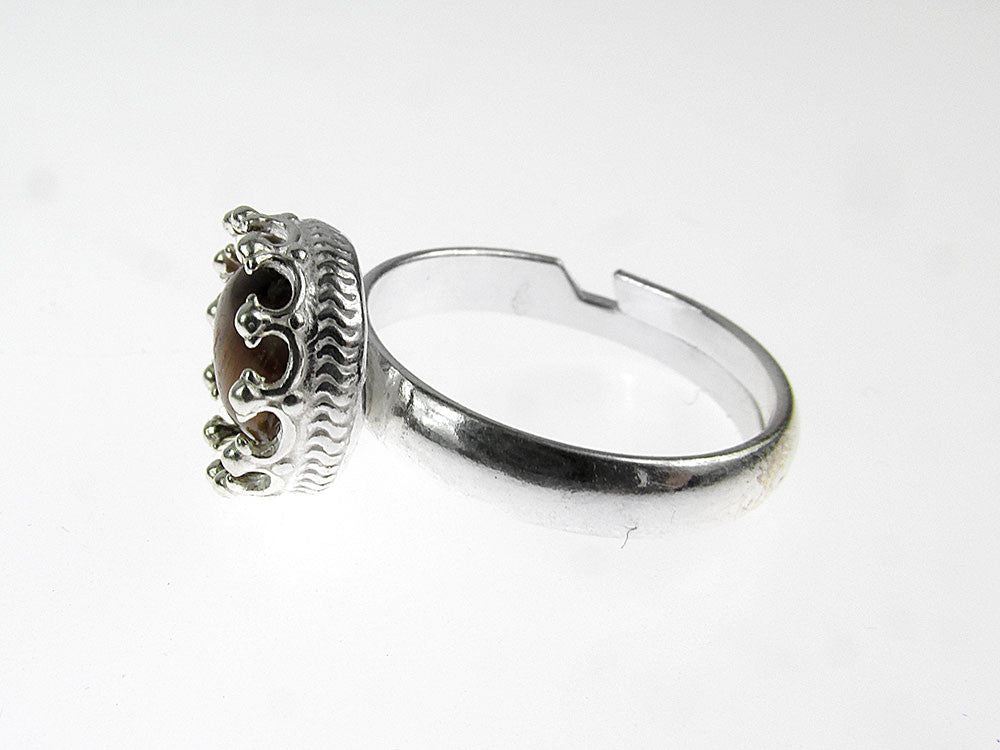 Inel argint reglabil coroana cu ochi de tigru 8 MM - GlamBazaar.ro