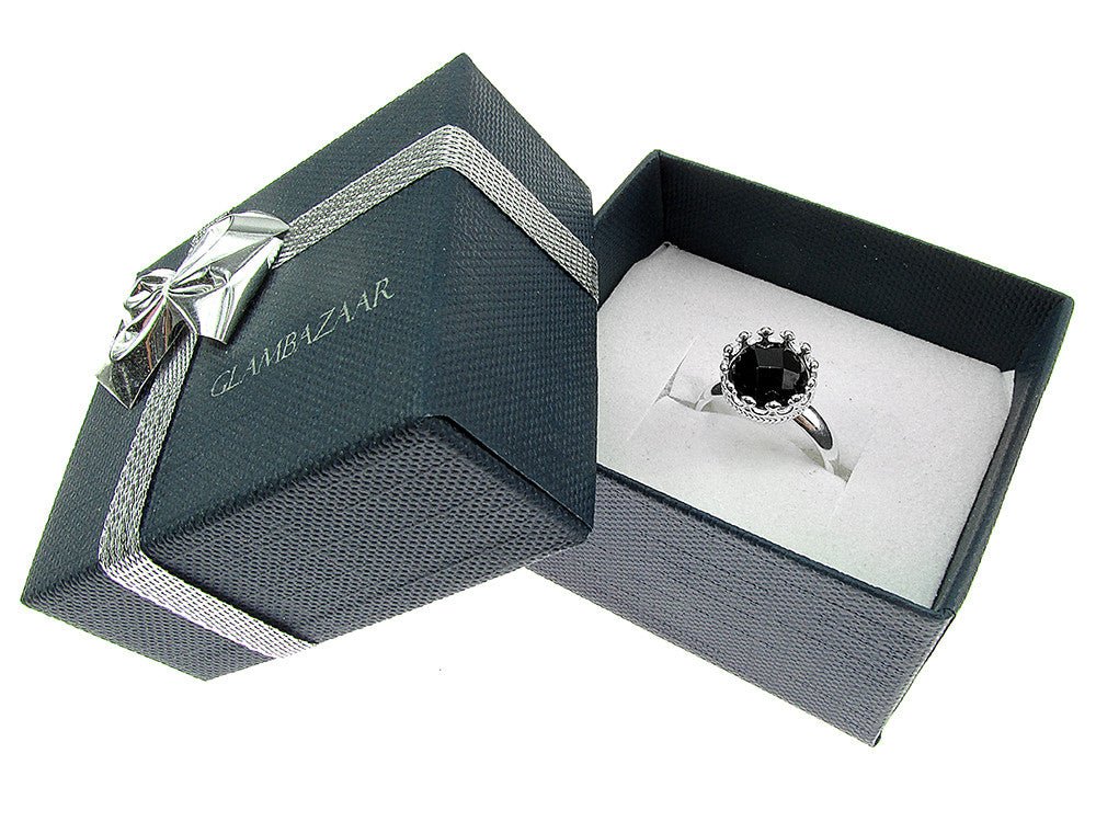 Inel argint reglabil coroana cu onix fatetat 8 MM - GlamBazaar.ro