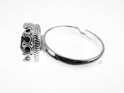 Inel argint reglabil coroana cu onix fatetat 8 MM - GlamBazaar.ro