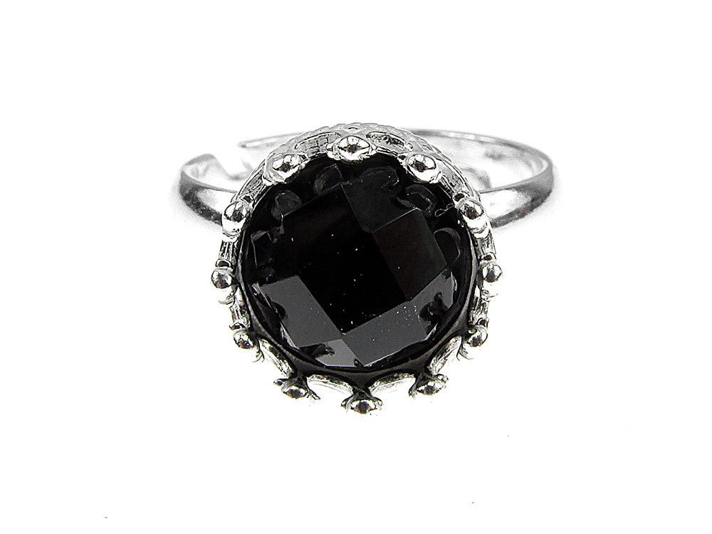 Inel argint reglabil coroana cu onix fatetat 8 MM - GlamBazaar.ro