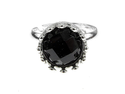 Inel argint reglabil coroana cu onix fatetat 8 MM - GlamBazaar.ro