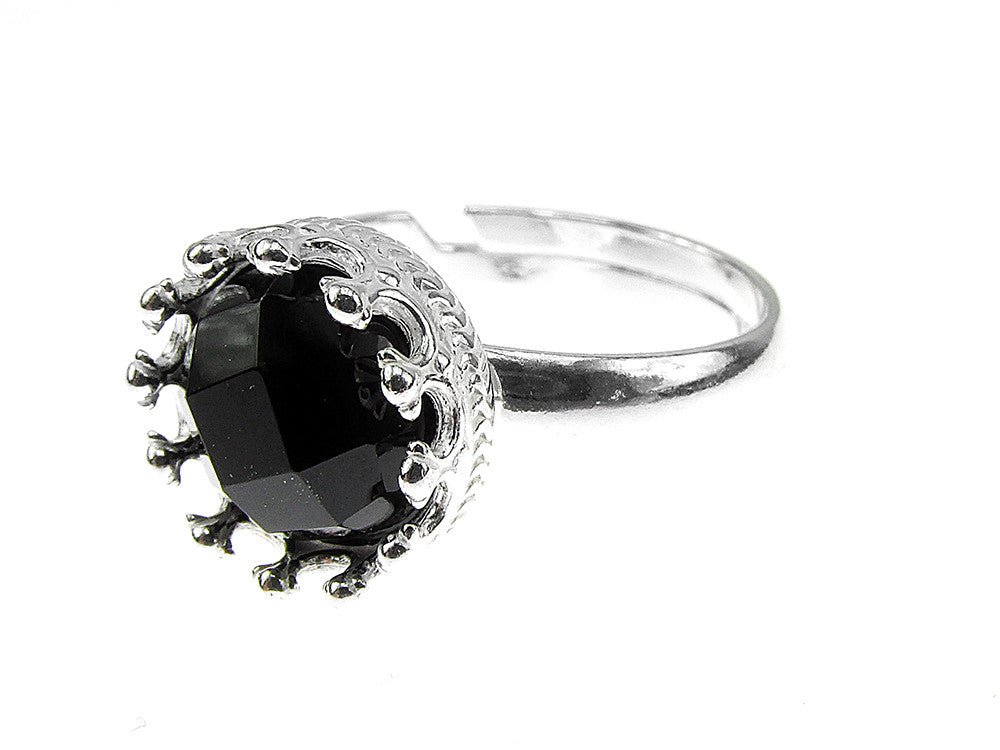 Inel argint reglabil coroana cu onix fatetat 8 MM - GlamBazaar.ro