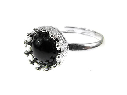 Inel argint reglabil coroana cu onix natural 8 MM - GlamBazaar.ro