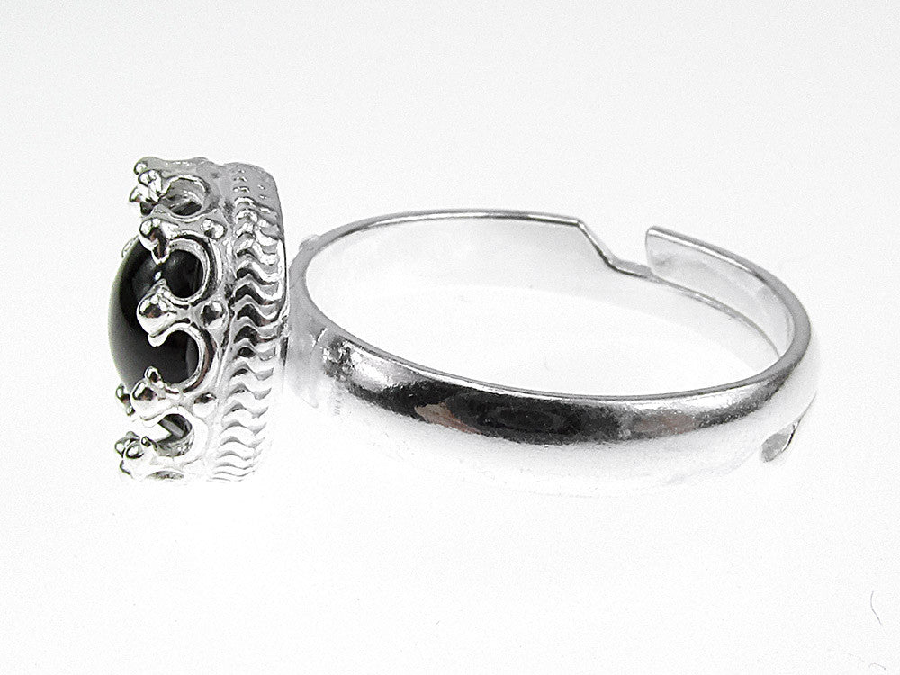 Inel argint reglabil coroana cu onix natural 8 MM - GlamBazaar.ro