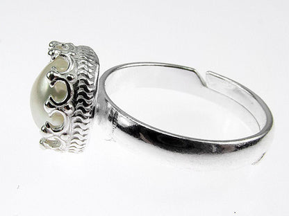Inel argint reglabil coroana cu perla de cultura alba 8 MM - GlamBazaar.ro