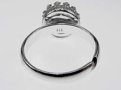 Inel argint reglabil coroana cu perla de cultura alba 8 MM - GlamBazaar.ro