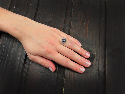 Inel argint reglabil coroana cu perla de cultura neagra 8 MM - GlamBazaar.ro