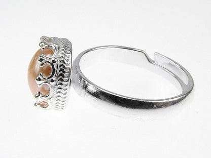 Inel argint reglabil coroana cu perla de cultura oranj 8 MM - GlamBazaar.ro