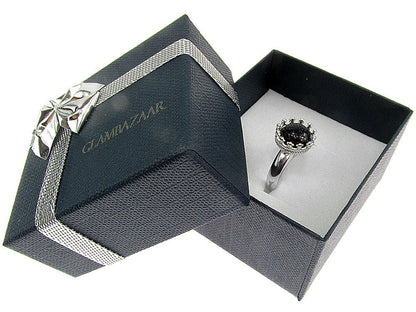 Inel argint reglabil coroana cu Piatra Soarelui albastra 8 MM - GlamBazaar.ro