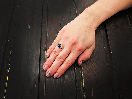 Inel argint reglabil coroana cu Piatra Soarelui albastra 8 MM - GlamBazaar.ro