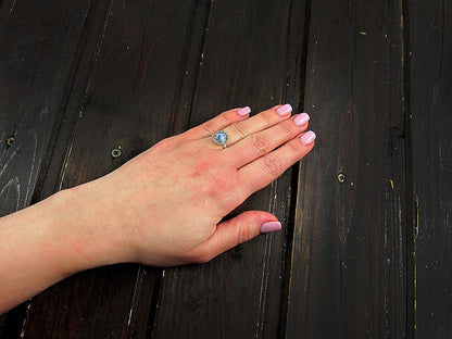 Inel argint reglabil coroana cu sodalit natural 8 MM - GlamBazaar.ro