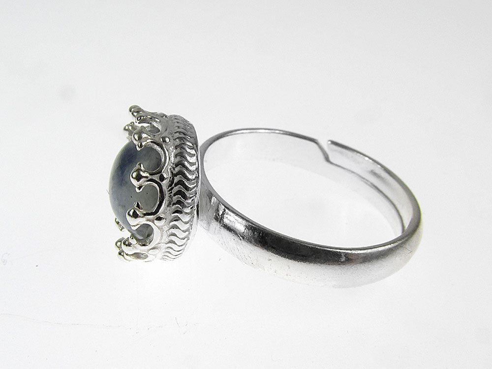 Inel argint reglabil coroana cu sodalit natural 8 MM - GlamBazaar.ro