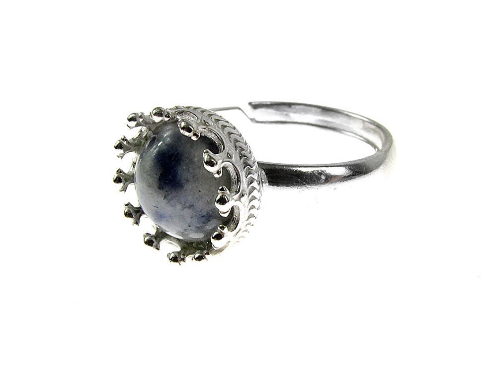 Inel argint reglabil coroana cu sodalit natural 8 MM - GlamBazaar.ro