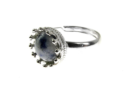 Inel argint reglabil coroana cu sodalit natural 8 MM - GlamBazaar.ro