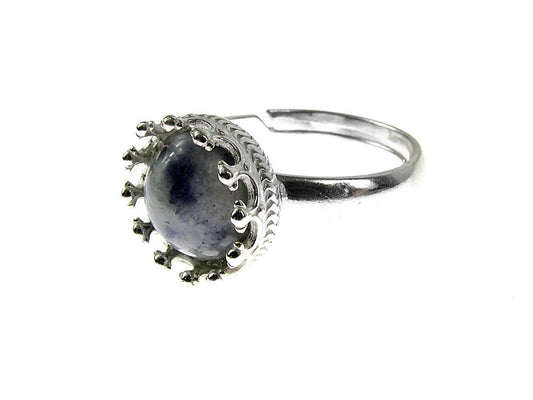 Inel argint reglabil coroana cu sodalit natural 8 MM - GlamBazaar.ro