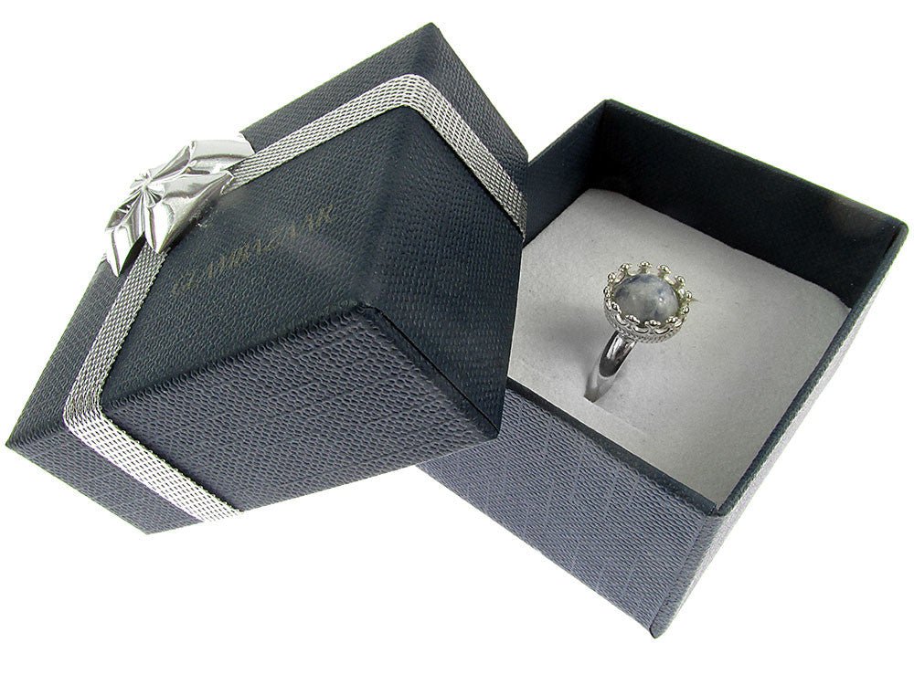 Inel argint reglabil coroana cu sodalit natural 8 MM - GlamBazaar.ro