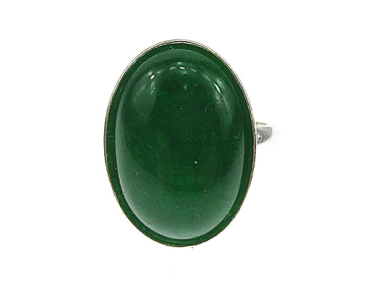 Inel argint reglabil cu agat verde natural 18x13 MM