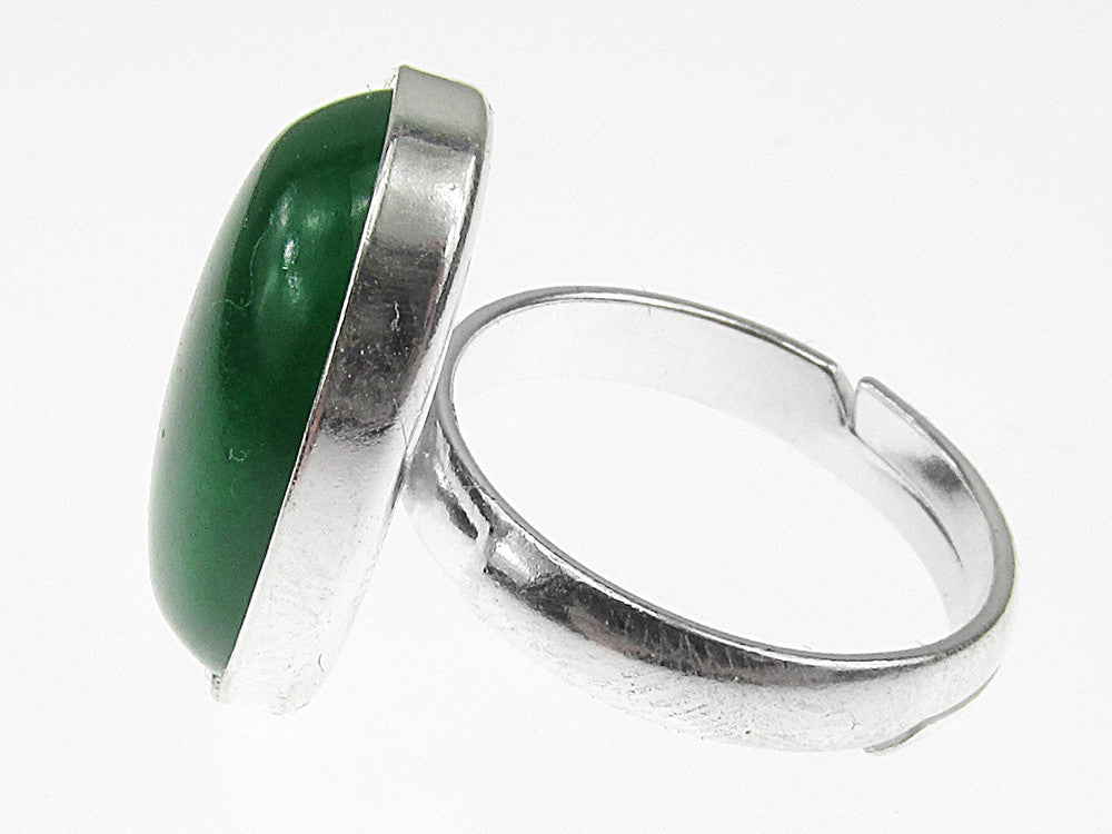 Inel argint reglabil cu agat verde natural 18x13 MM