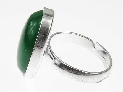 Inel argint reglabil cu agat verde natural 18x13 MM