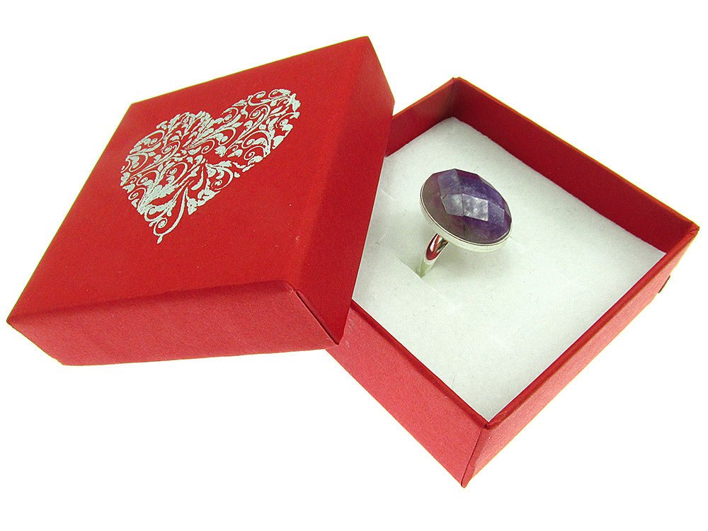 Inel argint reglabil cu ametist natural fatetat 18x13 MM - GlamBazaar.ro