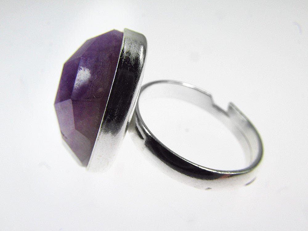 Inel argint reglabil cu ametist natural fatetat 18x13 MM - GlamBazaar.ro