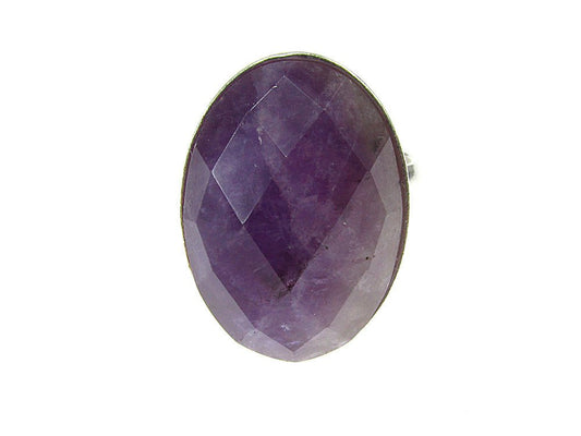 Inel argint reglabil cu ametist natural fatetat 18x13 MM - GlamBazaar.ro