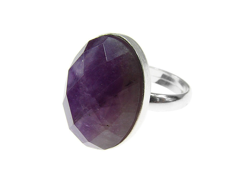 Inel argint reglabil cu ametist natural fatetat 18x13 MM - GlamBazaar.ro