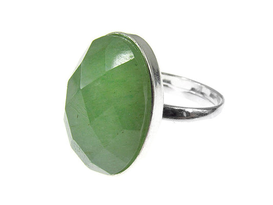 Inel argint reglabil cu aventurin natural fatetat 18x13 MM - GlamBazaar.ro