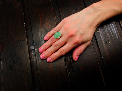 Inel argint reglabil cu aventurin natural fatetat 18x13 MM - GlamBazaar.ro