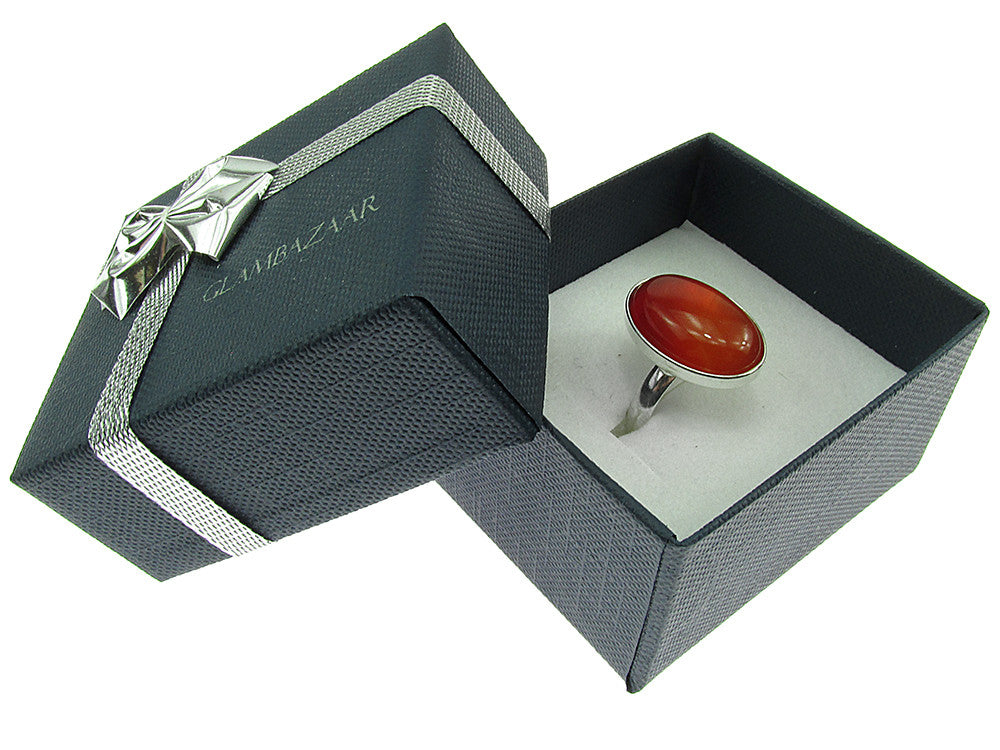 Inel argint reglabil cu carneol natural 18x13 MM