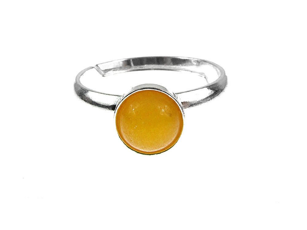 Inel argint reglabil cu jad galben natural 6 MM - GlamBazaar.ro