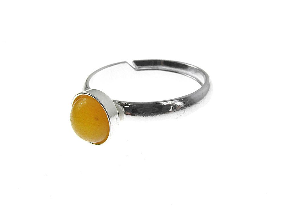 Inel argint reglabil cu jad galben natural 6 MM - GlamBazaar.ro