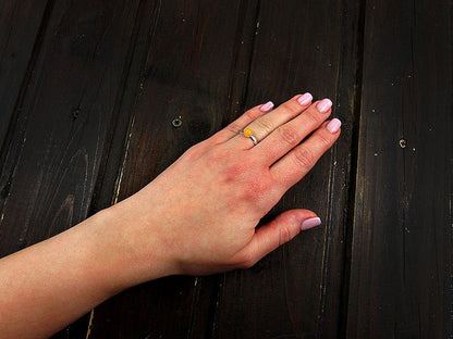 Inel argint reglabil cu jad galben natural 6 MM - GlamBazaar.ro