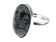 Inel argint reglabil cu obsidian fulg - de - nea 18x13 MM - GlamBazaar.ro