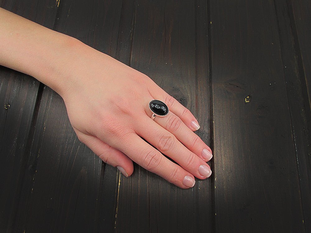 Inel argint reglabil cu onix natural 18x13 MM - GlamBazaar.ro