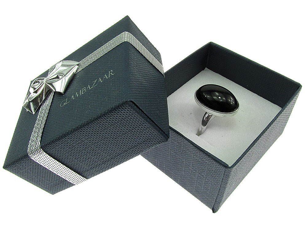 Inel argint reglabil cu onix natural 18x13 MM - GlamBazaar.ro