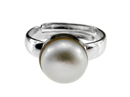 Inel argint reglabil cu perla de cultura alba 8 MM - GlamBazaar.ro