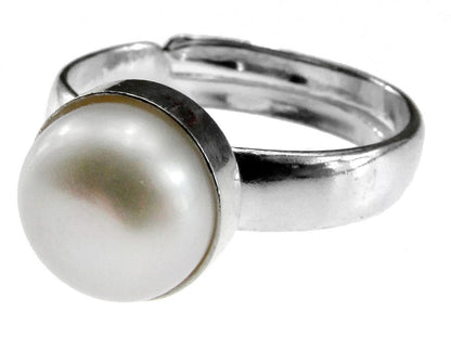 Inel argint reglabil cu perla de cultura alba 8 MM - GlamBazaar.ro