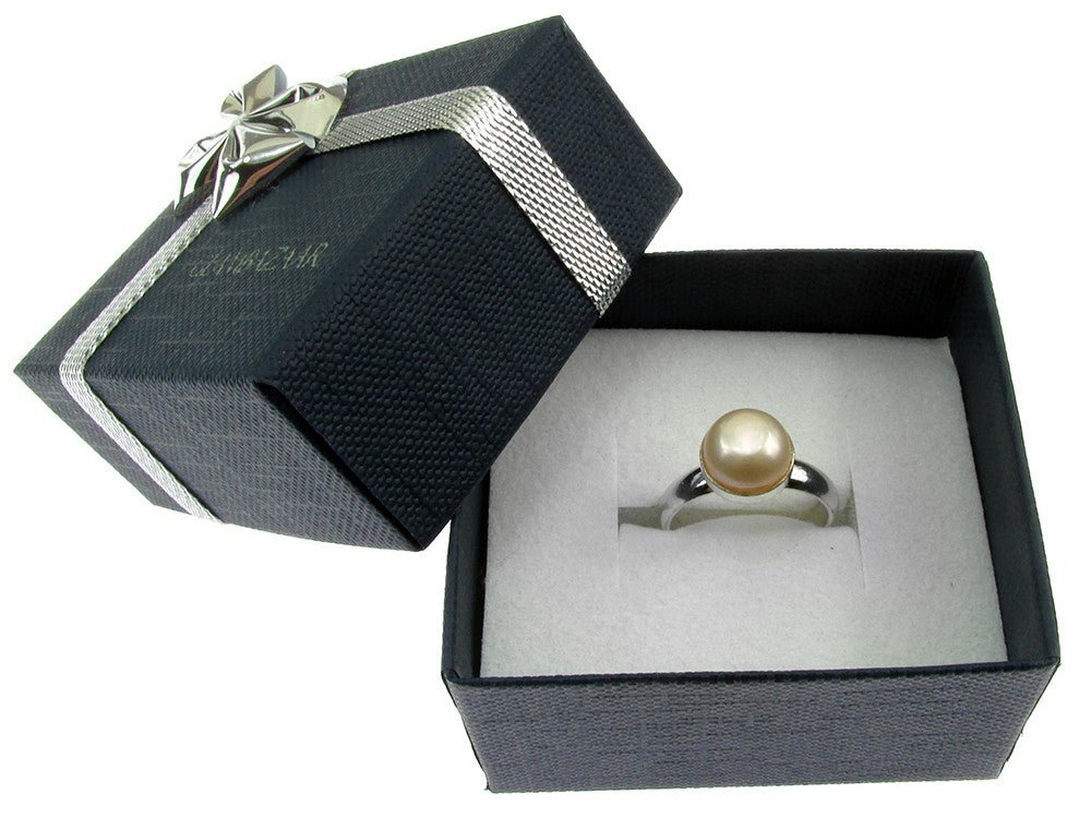 Inel argint reglabil cu perla de cultura oranj 8 MM - GlamBazaar.ro