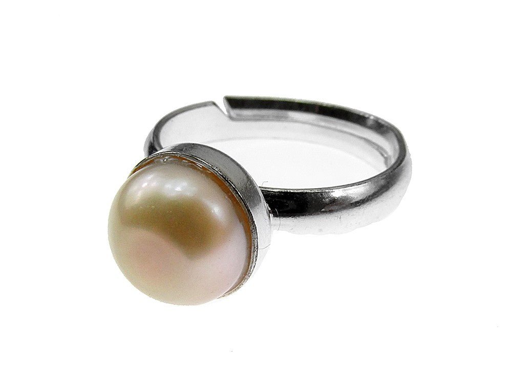 Inel argint reglabil cu perla de cultura oranj 8 MM - GlamBazaar.ro