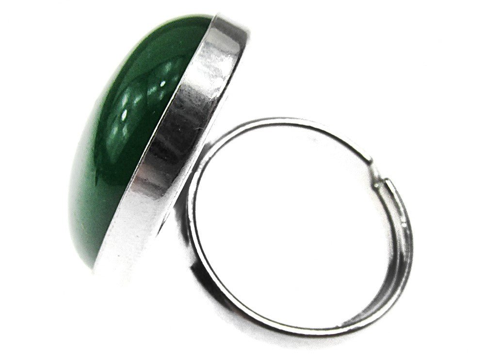 Inel argint reglabil masiv cu agata verde 25x18 MM - GlamBazaar.ro