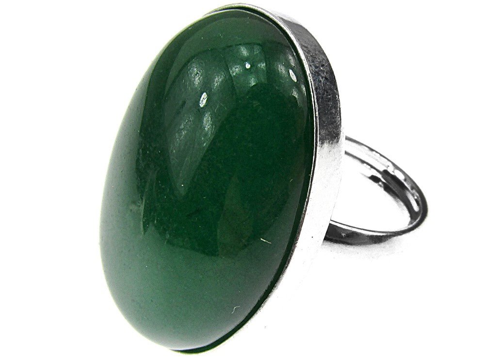 Inel argint reglabil masiv cu agata verde 25x18 MM - GlamBazaar.ro