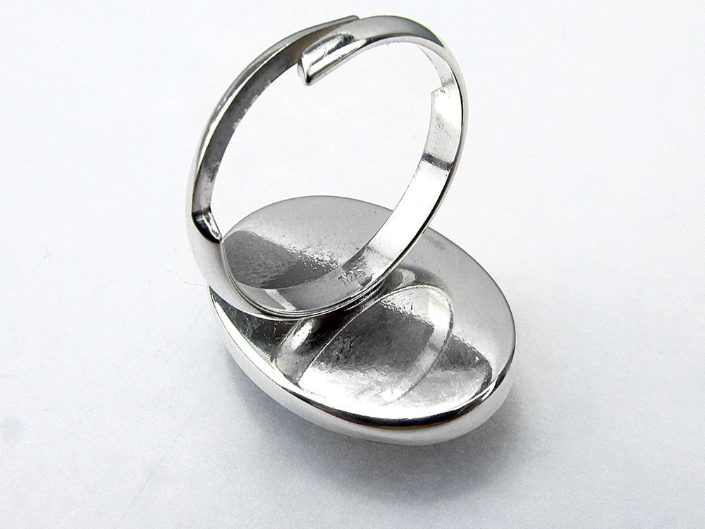 Inel argint reglabil masiv cu aventurin natural 25x18 MM - GlamBazaar.ro
