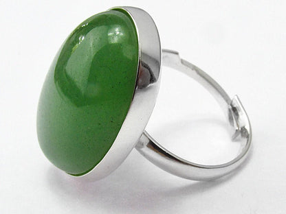 Inel argint reglabil masiv cu aventurin natural 25x18 MM - GlamBazaar.ro