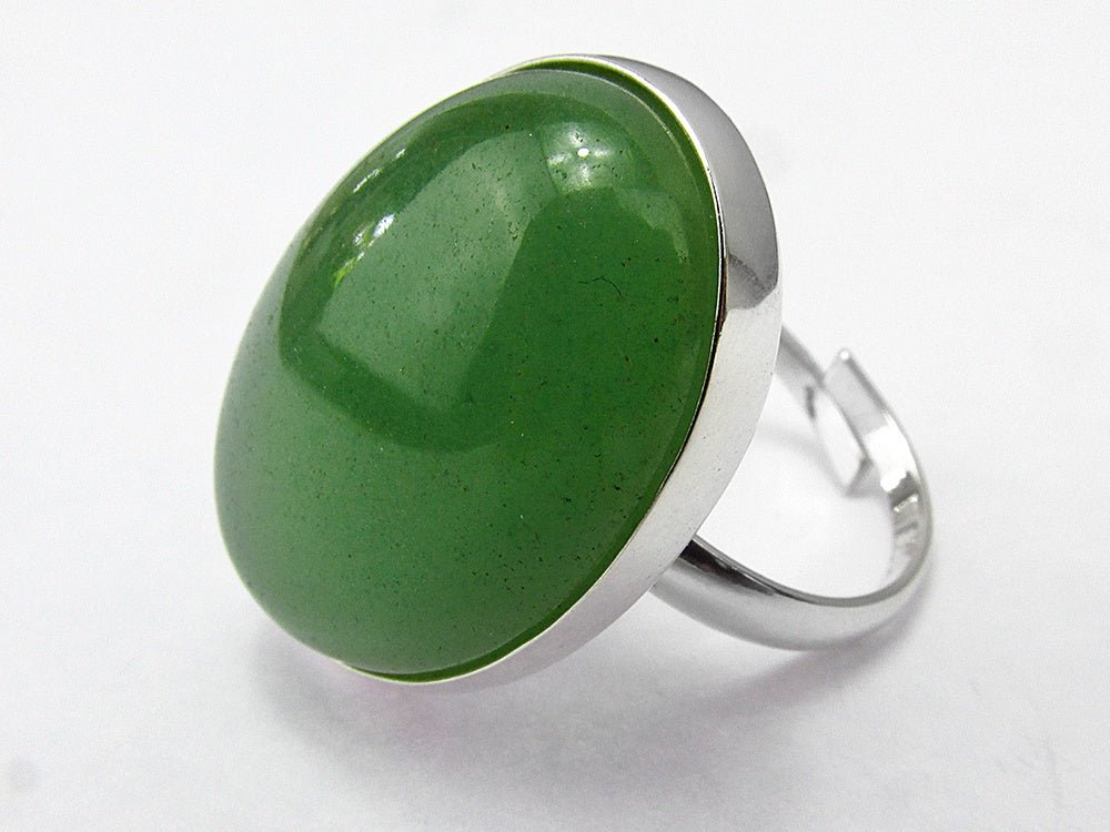 Inel argint reglabil masiv cu aventurin natural 25x18 MM - GlamBazaar.ro