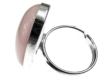 Inel argint reglabil masiv cu cuart roz 25x18 MM - GlamBazaar.ro