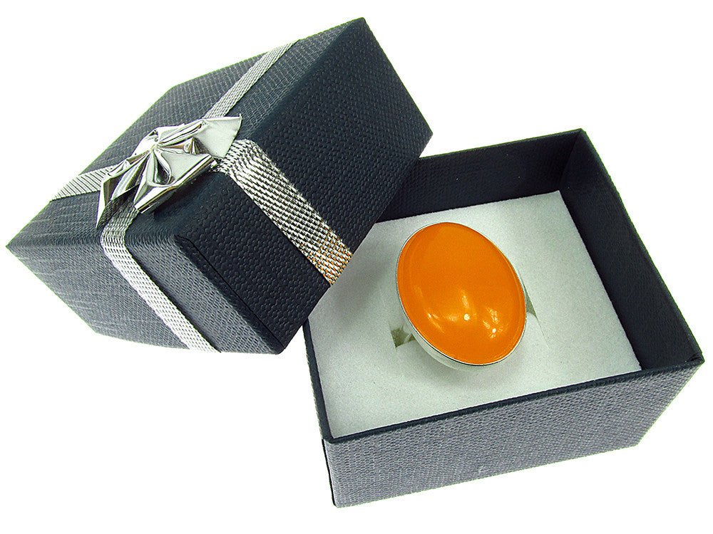 Inel argint reglabil masiv cu jad galben 25x18 MM - GlamBazaar.ro