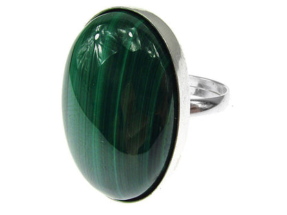 Inel argint reglabil masiv cu malachit natural 25x18 MM - GlamBazaar.ro